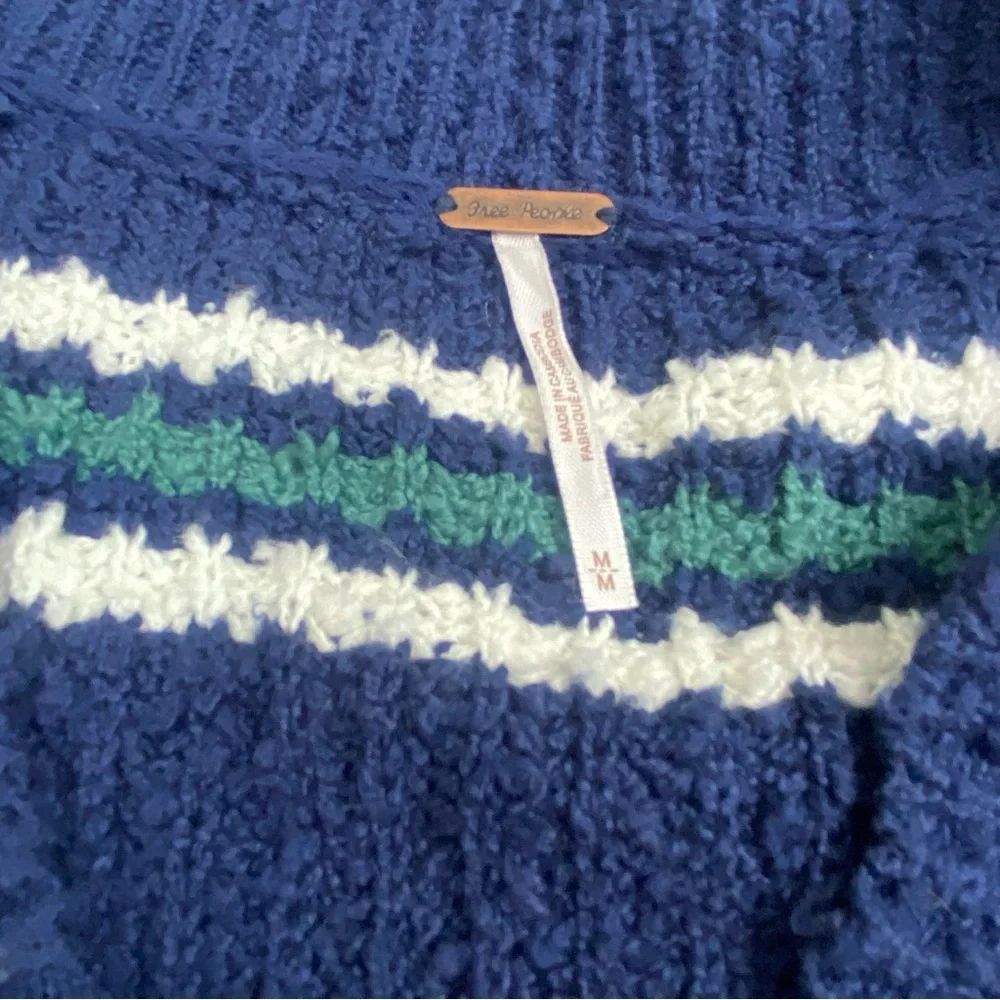 Free People NWT Kennedy Pullover Stripe Knit Sweater Size Medium Cropped Relaxed